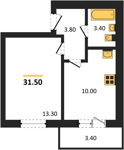 Фото №1: 1-комнатная квартира 31 м² - Новая Адыгея, мкр. жилой комплекс Дарград