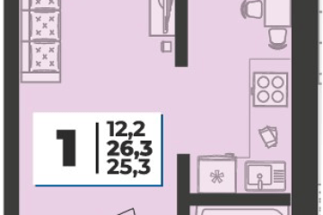 Фото №1: 1-комнатная квартира 26 м² - Новая Адыгея, мкр. жилой комплекс Дарград, 