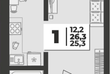 Фото №1: 1-комнатная квартира 26 м² - Новая Адыгея, мкр. жилой комплекс Дарград, 