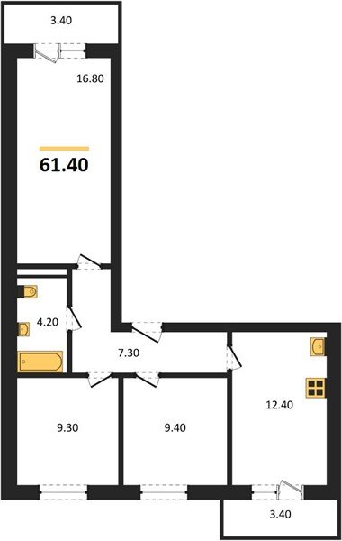 Фото №1: 3-комнатная квартира 61 м² - Новая Адыгея, мкр. жилой комплекс Дарград