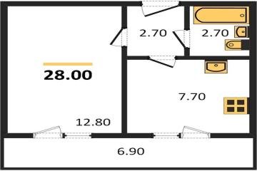 Фото №1: 1-комнатная квартира 28 м² - Новая Адыгея, мкр. жилой комплекс Дарград, 