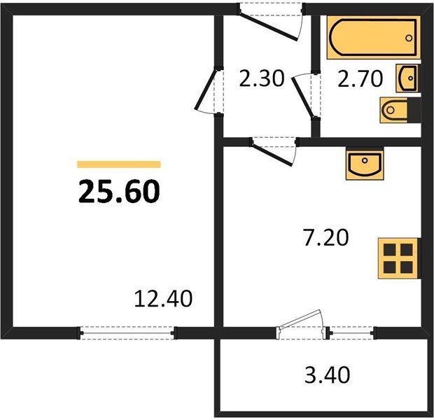 Фото №1: 1-комнатная квартира 25 м² - Новая Адыгея, мкр. жилой комплекс Дарград