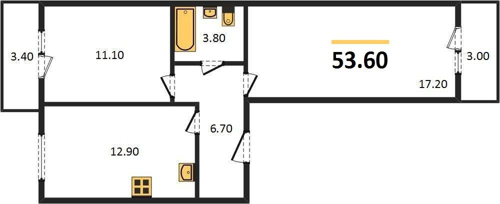 Фото №1: 2-комнатная квартира 53 м² - Новая Адыгея, мкр. жилой комплекс Дарград