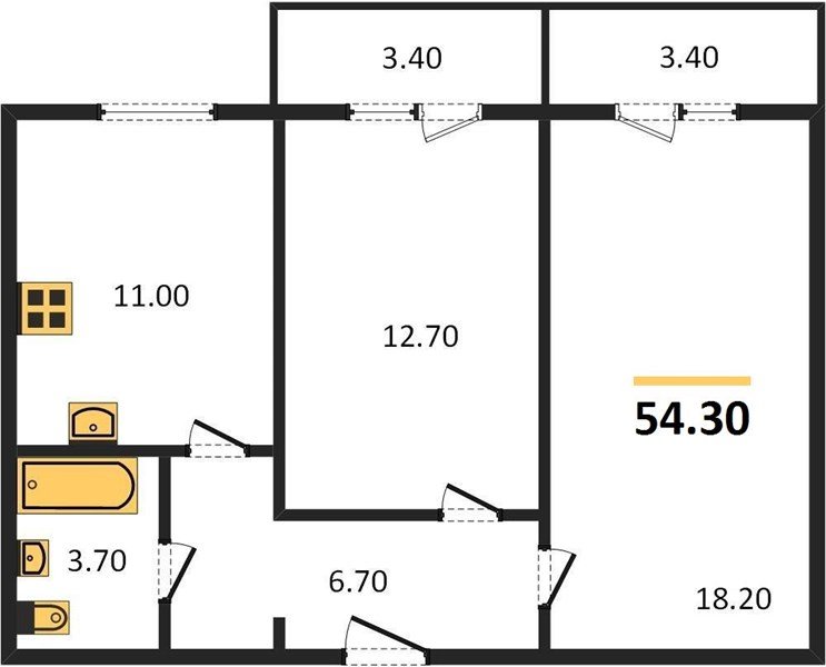 Фото №1: 2-комнатная квартира 54 м² - Новая Адыгея, мкр. жилой комплекс Дарград