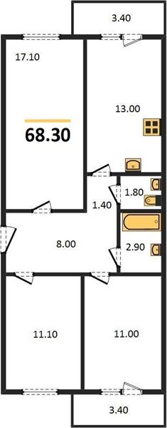 Фото №1: 3-комнатная квартира 68 м² - Новая Адыгея, жилой комплекс Дарград