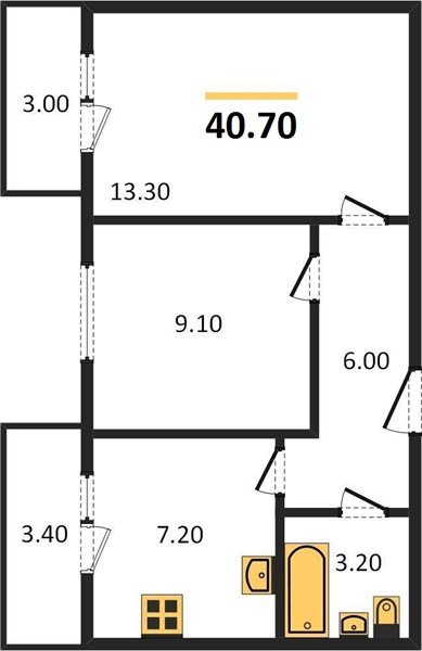 Фото №1: 2-комнатная квартира 40 м² - Новая Адыгея, жилой комплекс Дарград
