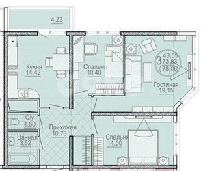 Фото №18: 3-комнатная квартира 78 м² - Анапа, ул. Крепостная, 51к2