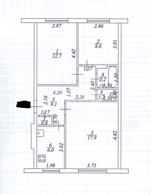 Фото №15: 3-комнатная квартира 59 м² - Нижнекамск, 10-й, ул. Менделеева, 1