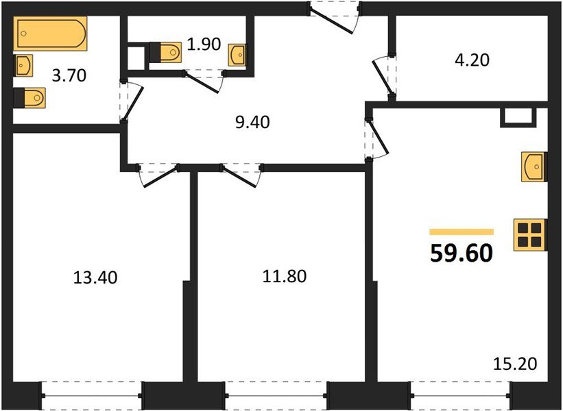 Фото №1: 2-комнатная квартира 59 м² - Краснодар, Догма Парк, мкр. Прикубанский внутригородской округ, ул. Марины Цветаевой, 34