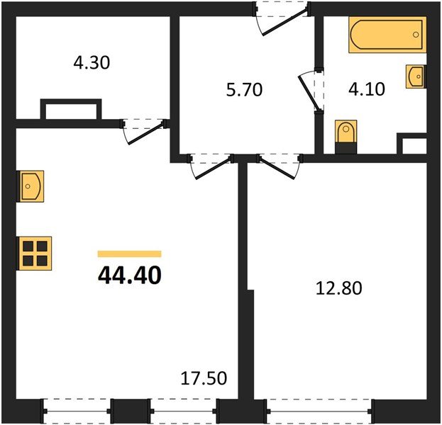 Фото №1: 1-комнатная квартира 44 м² - Краснодар, Догма Парк, мкр. Прикубанский внутригородской округ, ул. Марины Цветаевой, 34