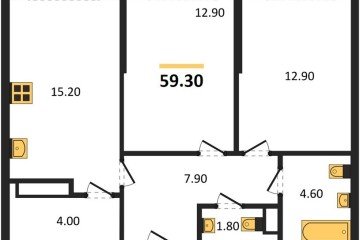 Фото №1: 2-комнатная квартира 59 м² - Краснодар, мкр. Прикубанский внутригородской округ, ул. Марины Цветаевой, 34