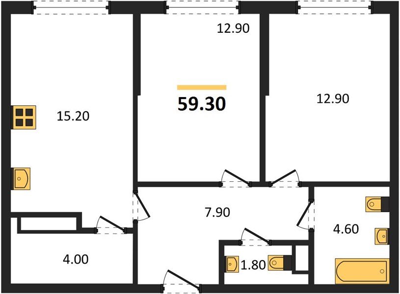 Фото №1: 2-комнатная квартира 59 м² - Краснодар, Догма Парк, мкр. Прикубанский внутригородской округ, ул. Марины Цветаевой, 34