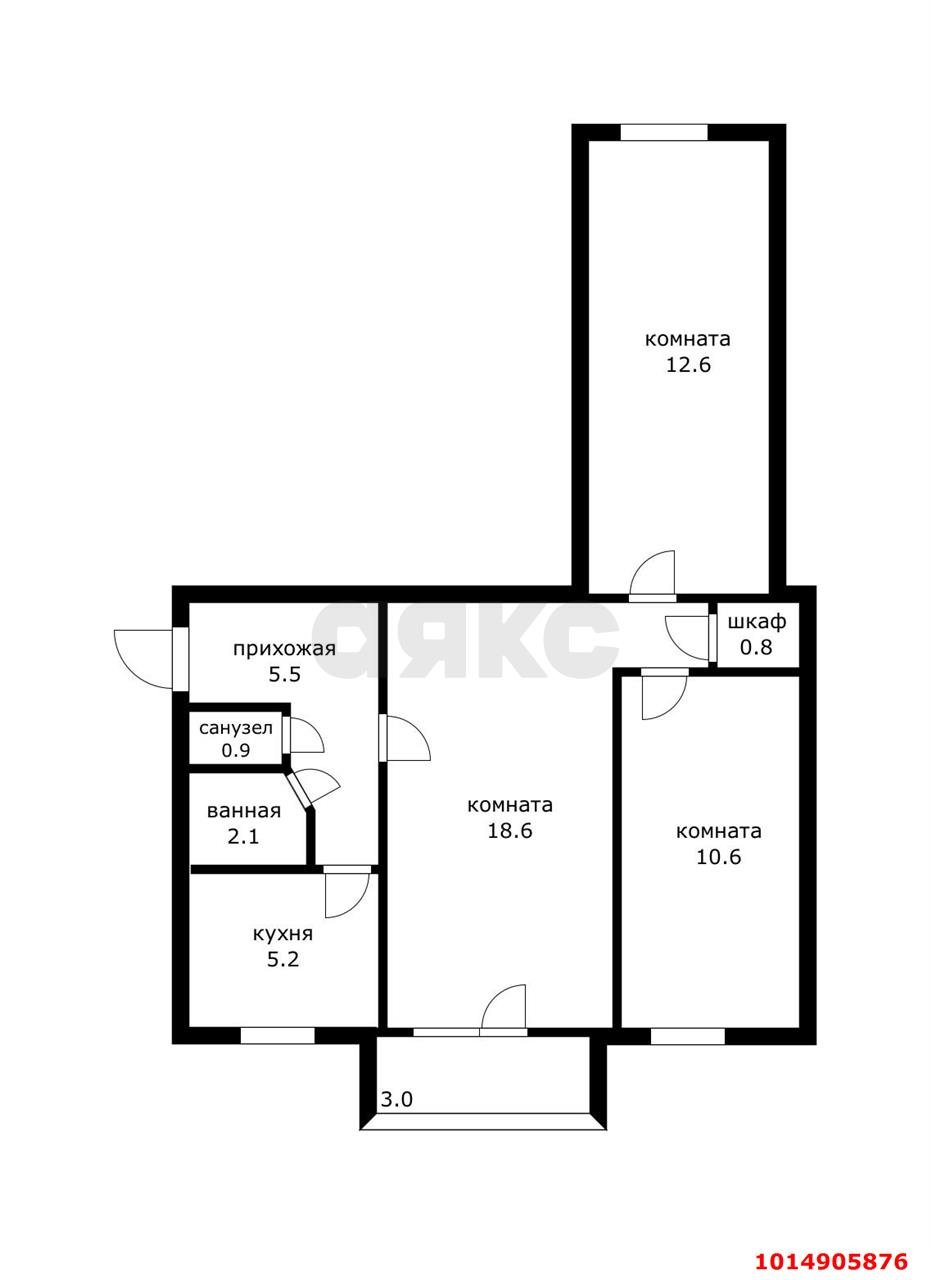 Фото №3: 3-комнатная квартира 60 м² - Краснодар, Завод Измерительных Приборов, ул. Курчатова, 12