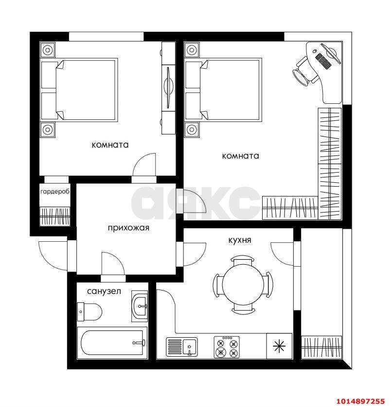 Фото №1: 2-комнатная квартира 49 м² - Краснодар, жилой комплекс Самолёт-4, ул. Константина Гондаря, 103