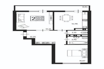 Фото №2: 2-комнатная квартира 70 м² - Краснодар, мкр. Прикубанский внутригородской округ, ул. Стахановская, 1/5