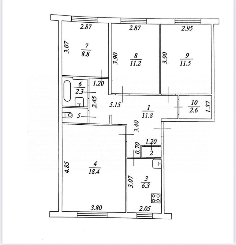 Фото №13: 4-комнатная квартира 74 м² - Нижнекамск, 12-й, пр-кт Химиков, 104