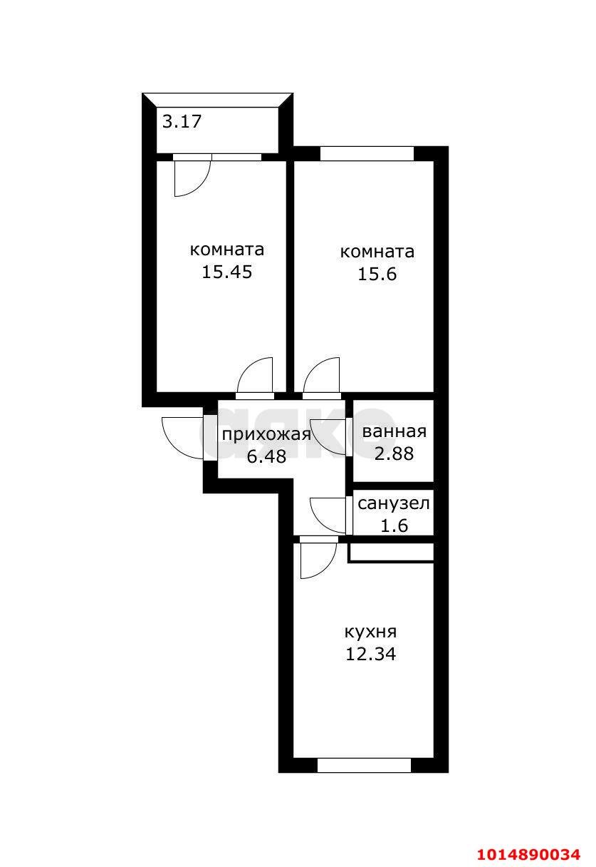 Фото №4: 2-комнатная квартира 58 м² - Краснодар, Славянский, ул. Заполярная, 37к1