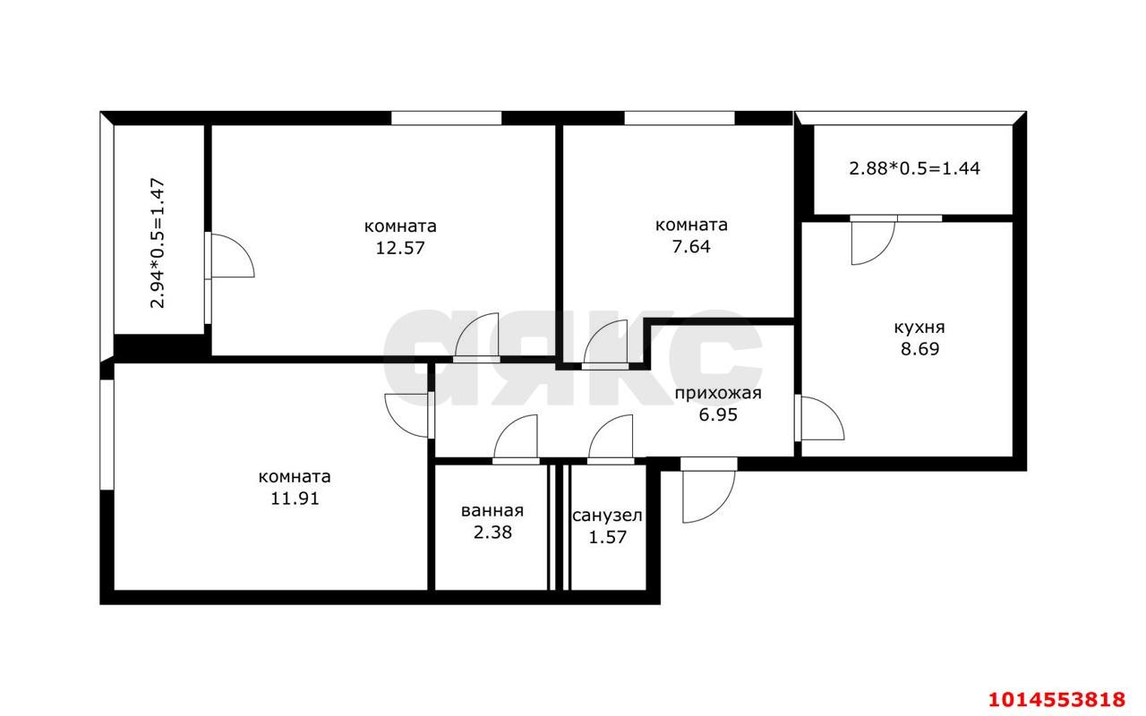 Фото №6: 3-комнатная квартира 68 м² - Адыгейск, мкр. ЖК Парковый, пр-кт Ленина, 21/7