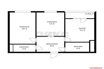Фото №3: 2-комнатная квартира 61 м² - Краснодар, мкр. ЖК Все Свои Вип, ул. Колхозная, 5/2к1
