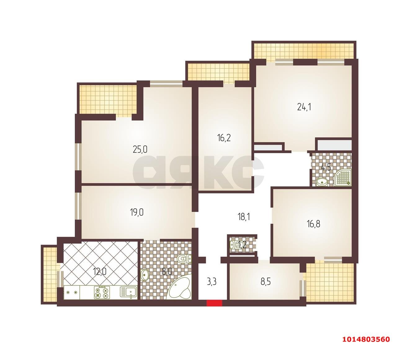 Фото №19: 3-комнатная квартира 200 м² - Краснодар, Прикубанский внутригородской округ, мкр. Фестивальный, ул. имени Тургенева, 199/1