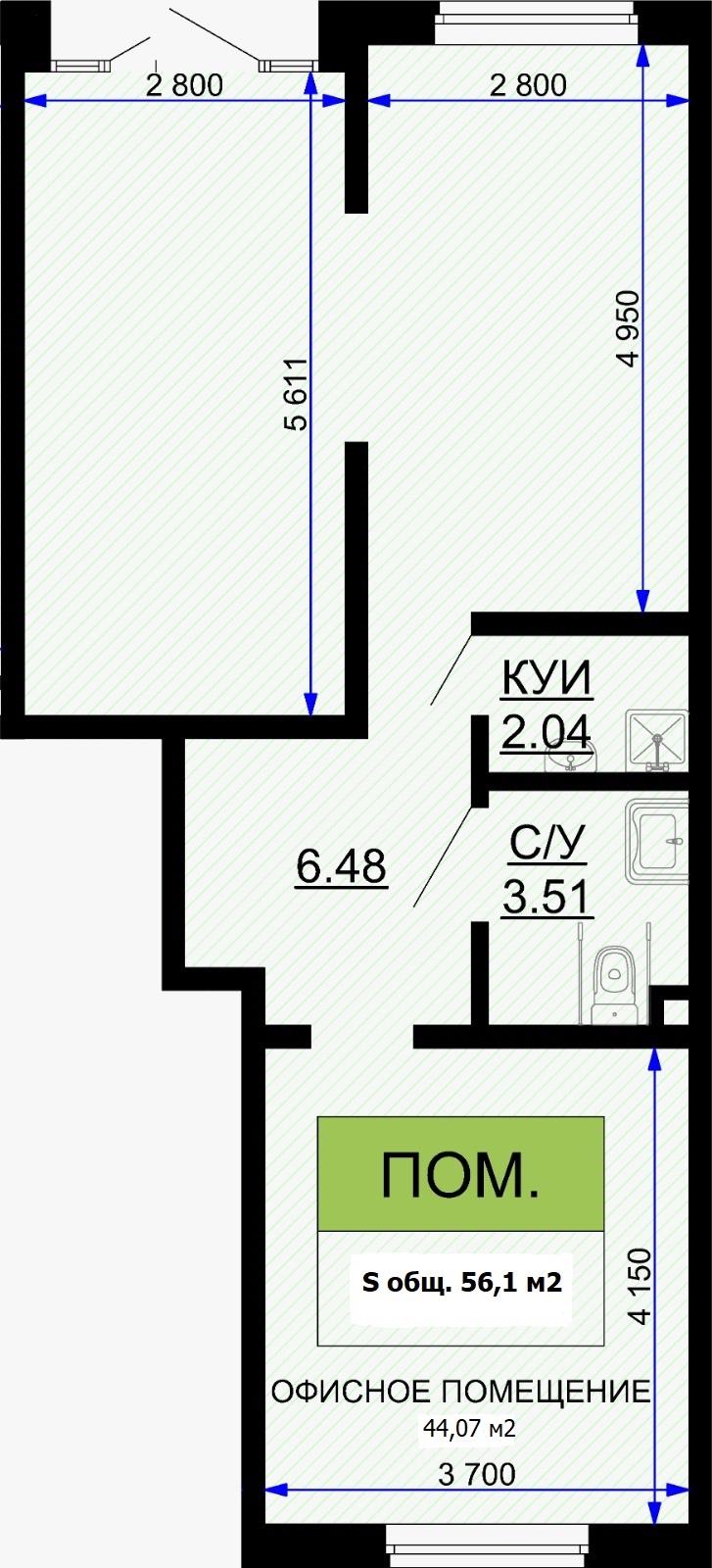 Фото №3: Коммерция 56 м² - Краснодар, Прикубанский внутригородской округ, жилой комплекс Свобода, мкр. Краевая Клиническая Больница, ул. Домбайская, 55к2