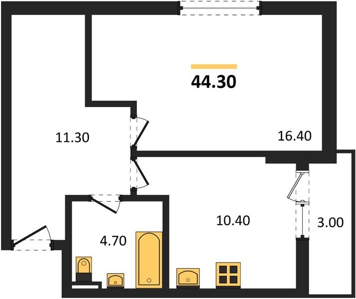Фото №1: 1-комнатная квартира 44 м² - Краснодар, ЖК Парк у Дома, ул. Героев-Разведчиков, 11/1