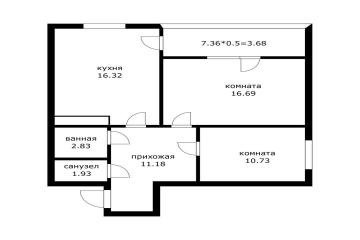 Фото №2: 2-комнатная квартира 59 м² - Знаменский, мкр. Родные Просторы, ул. Природная, 10Бк7