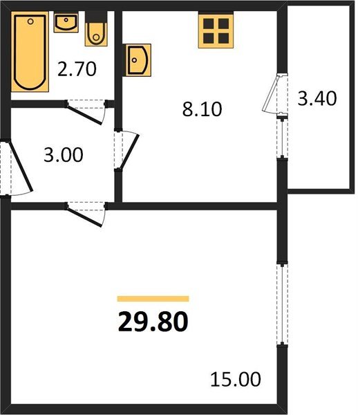 Фото №1: 1-комнатная квартира 29 м² - Яблоновский, жилой комплекс Дарград, ул. Тургеневское Шоссе, 33/5к35