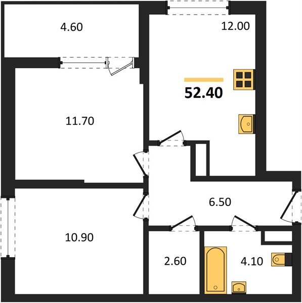 Фото №1: 2-комнатная квартира 52 м² - Краснодар, мкр. Прикубанский внутригородской округ