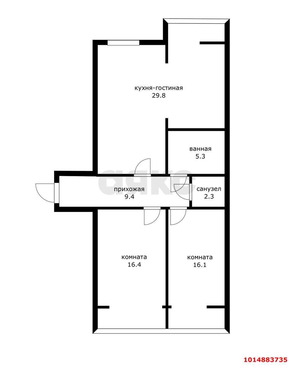 Фото №19: 3-комнатная квартира 73 м² - Берёзовый, Прикубанский внутригородской округ, мкр. Витаминкомбинат, 7/36к2