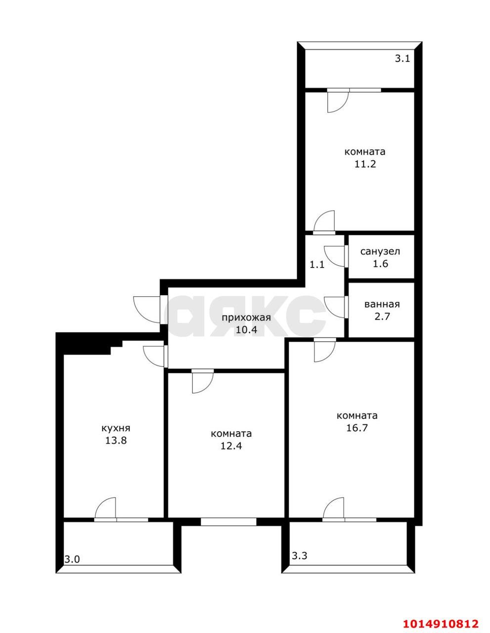 Фото №2: 3-комнатная квартира 79 м² - Краснодар, Юбилейный, ул. Рождественская набережная, 35/1
