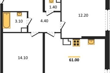 Фото №1: 2-комнатная квартира 61 м² - Краснодар, мкр. Прикубанский внутригородской округ, 