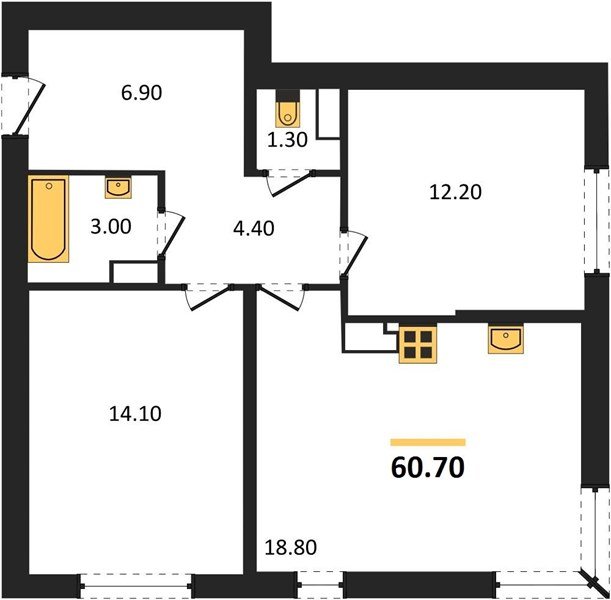 Фото №1: 2-комнатная квартира 60 м² - Краснодар, жилой комплекс Самолёт-6, мкр. Прикубанский внутригородской округ
