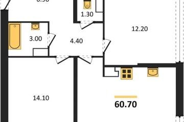 Фото №1: 2-комнатная квартира 60 м² - Краснодар, мкр. жилой комплекс Самолёт-6, 
