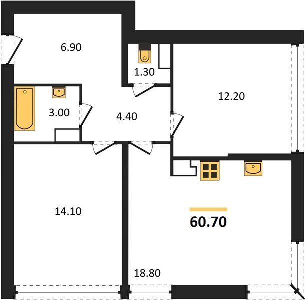 Фото №1: 2-комнатная квартира 60 м² - Краснодар, Прикубанский внутригородской округ, мкр. жилой комплекс Самолёт-6