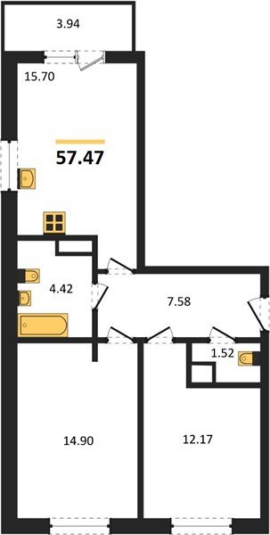 Фото №1: 2-комнатная квартира 57 м² - Краснодар, Прикубанский внутригородской округ, мкр. ЖК Тёплые Края