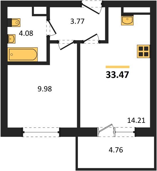 Фото №1: 1-комнатная квартира 33 м² - Краснодар, ЖК Тёплые Края, ул. имени Виктора Анфиногенова, 12