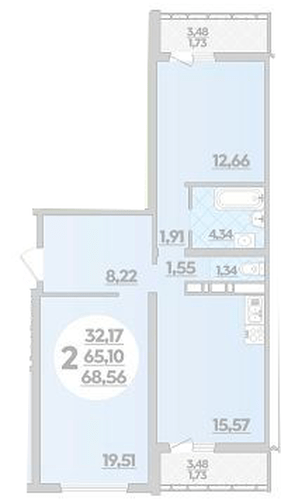 Фото №1: 2-комнатная квартира 68 м² - Майкоп