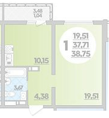 Фото №1: 1-комнатная квартира 38 м² - Майкоп