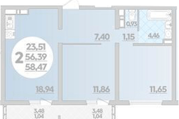 Фото №1: 2-комнатная квартира 58 м² - Майкоп, 