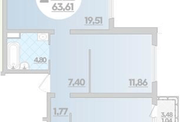 Фото №1: 2-комнатная квартира 63 м² - Майкоп, 