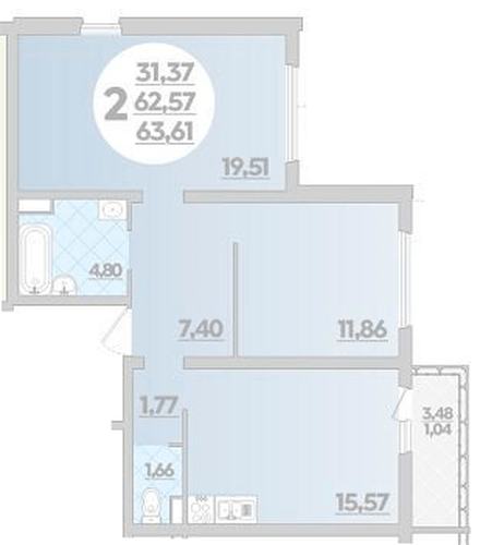 Фото №1: 2-комнатная квартира 63 м² - Майкоп