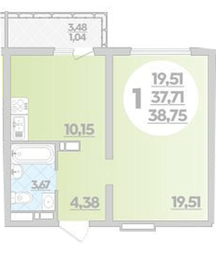Фото №1: 1-комнатная квартира 38 м² - Майкоп