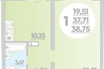 Фото №1: 1-комнатная квартира 38 м² - Майкоп, 