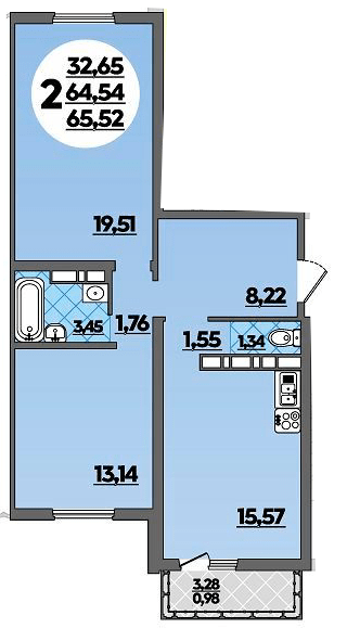 Фото №1: 2-комнатная квартира 65 м² - Майкоп, 