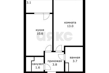 Фото №5: 1-комнатная квартира 38 м² - Краснодар, мкр. имени Петра Метальникова, ул. Петра Метальникова, 40