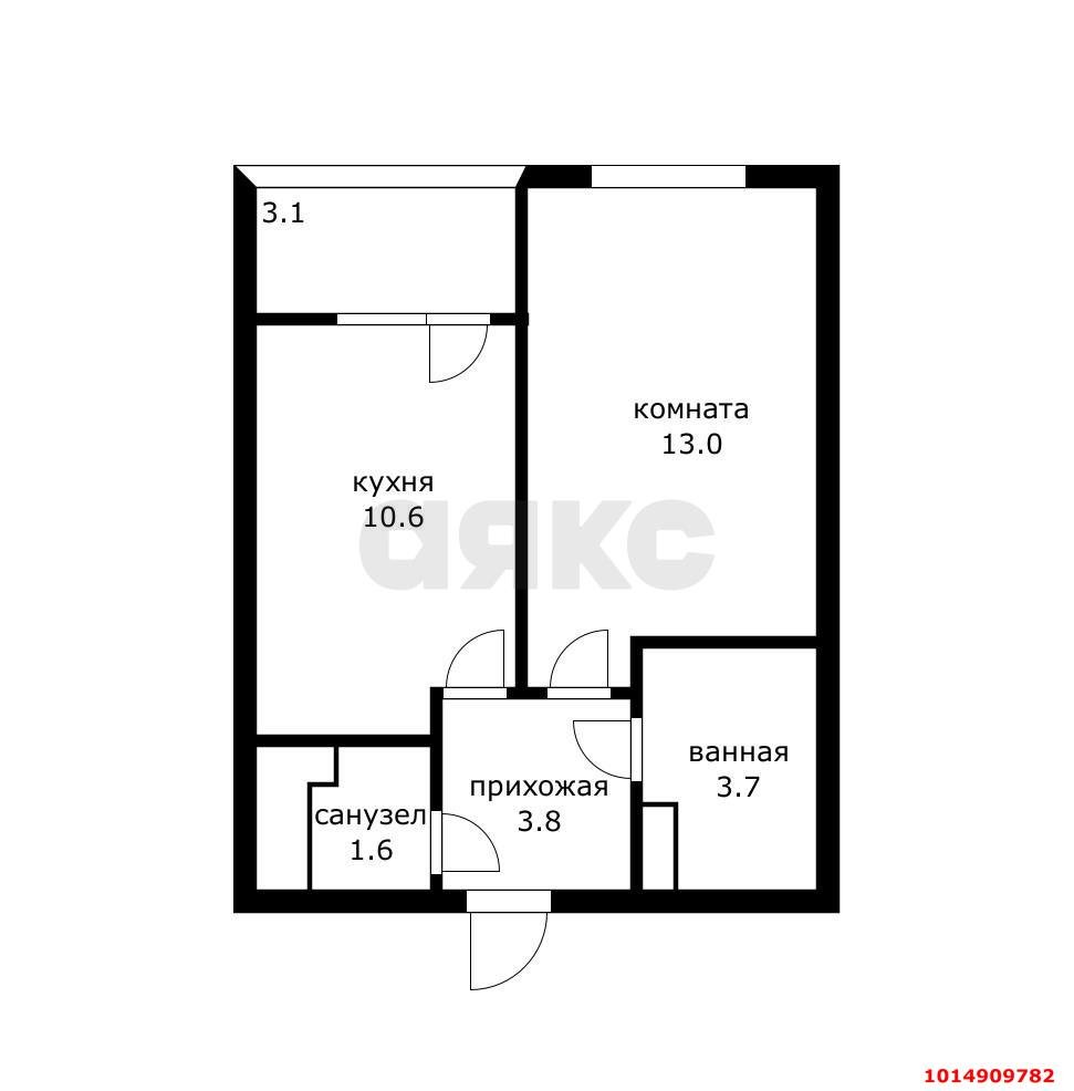 Фото №5: 1-комнатная квартира 38 м² - Краснодар, имени Петра Метальникова, ул. Петра Метальникова, 40