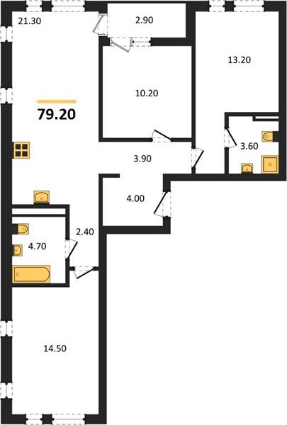 Фото №1: 3-комнатная квартира 79 м² - Краснодар, ЖК Эрмитаж, ул. им. Мурата Ахеджака, 26