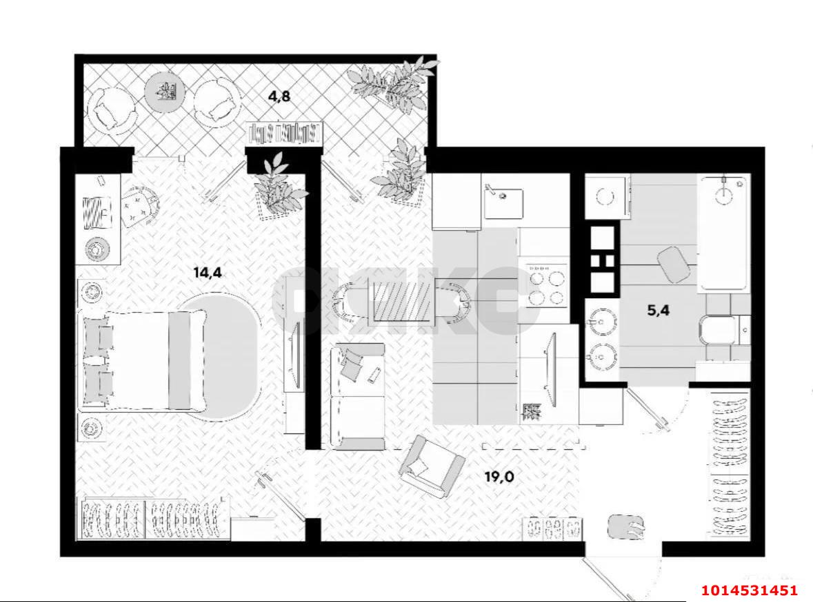 Фото №14: 1-комнатная квартира 44 м² - Краснодар, Парк Победы, ул. Героя Пешкова, 14к5