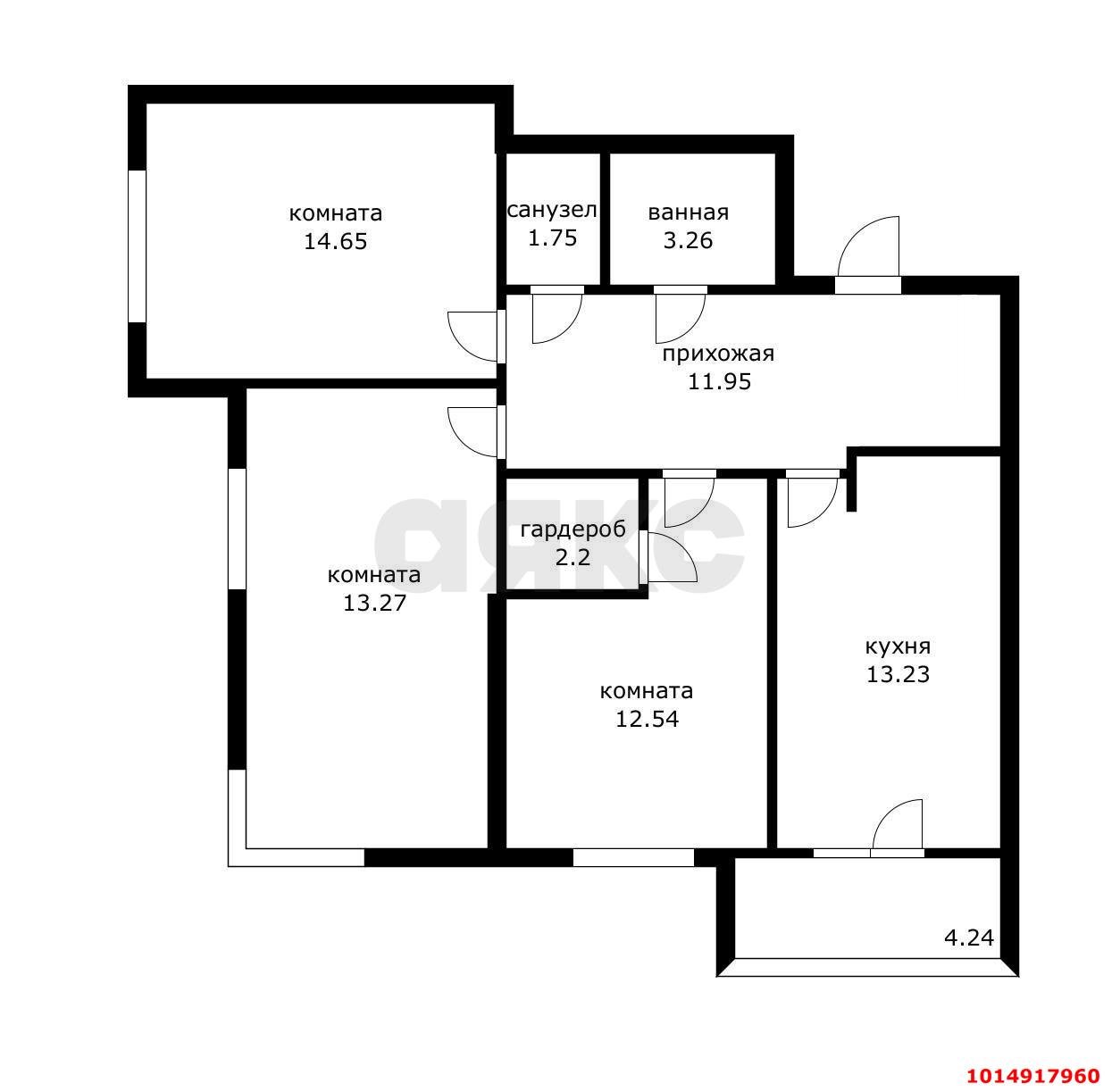 Фото №17: 3-комнатная квартира 81 м² - Краснодар, Пашковский, мкр. Карасунский внутригородской округ, ул. Бородинская, 156/2